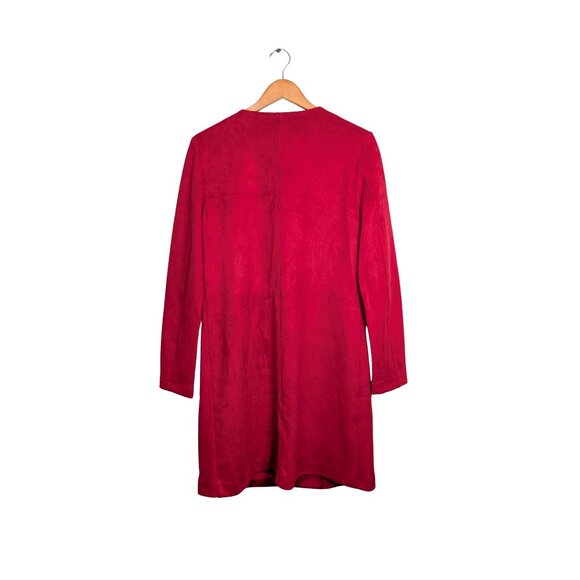 Marc New York Women's XS Car Coat Red Faux Suede Longline Button down - Picture 3 of 14